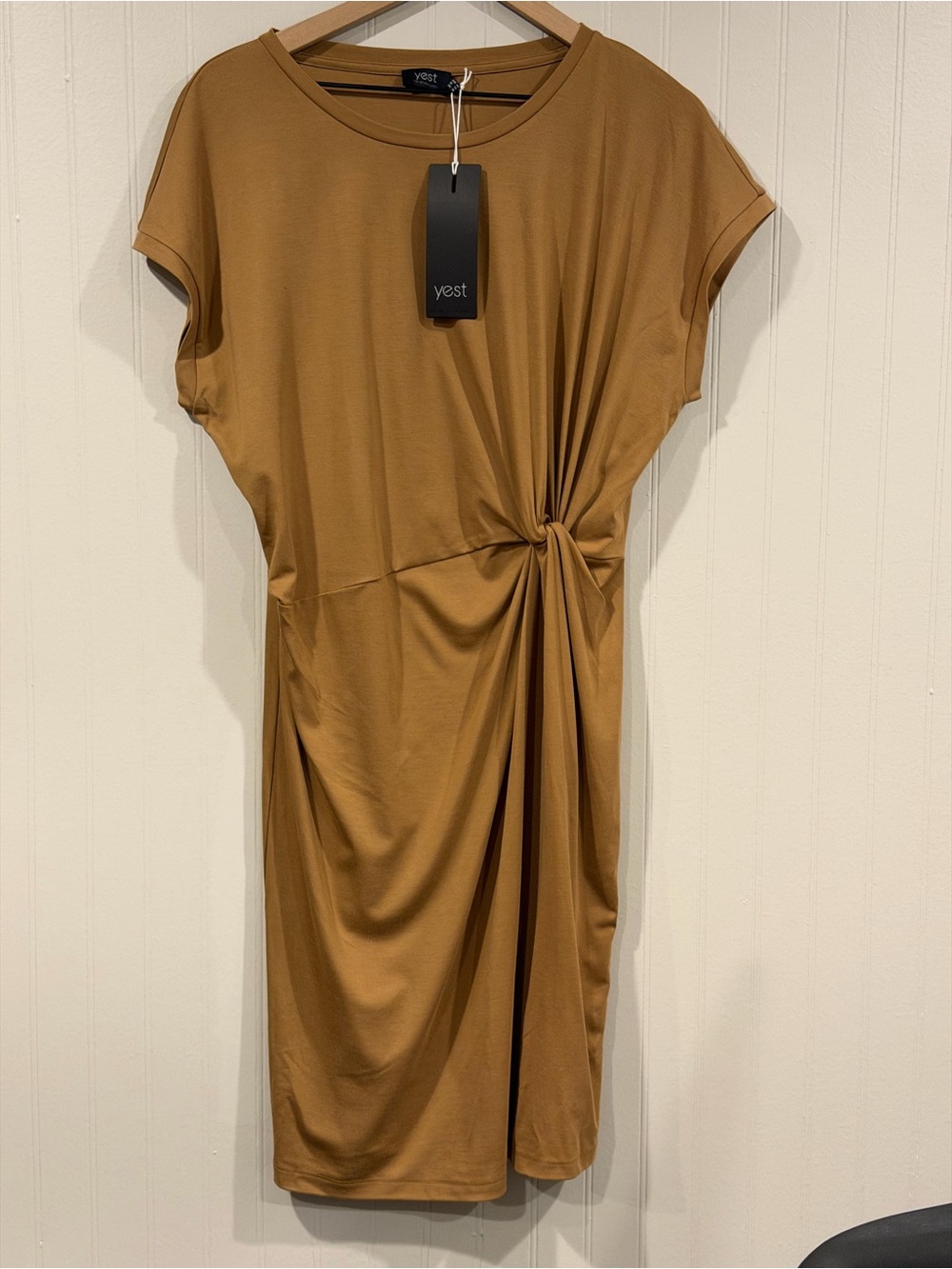 Yest Knot-Detail Midi Dress in Warm Brown